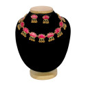 Blooming Matte Gold Plated Lotus Ghunghroo Necklace Set