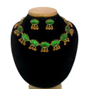 Blooming Matte Gold Plated Lotus Ghunghroo Necklace Set