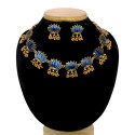 Blooming Matte Gold Plated Lotus Ghunghroo Necklace Set