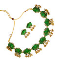 Blooming Matte Gold Plated Lotus Ghunghroo Necklace Set