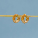 Gold-Plated Beaded Design Small Hoop Earrings