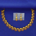 Antique Gold Plated Floral Leaf Ruby CZ Necklace Set