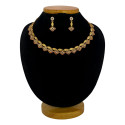 Antique Gold Plated Floral Leaf Ruby CZ Necklace Set
