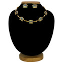 Matte Gold-Plated Beads Chain Lotus Necklace Set