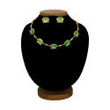 Matte Gold-Plated Beads Chain Lotus Necklace Set
