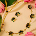 Matte Gold-Plated Beads Chain Lotus Necklace Set
