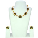 Matte Gold-Plated Beads Chain Lotus Necklace Set
