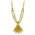 Dual Chain Victorian Antique Gold-Plated Stone Necklace