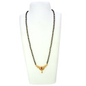 Gold Plated Black Beads Peacock Pendant Mangalsutra