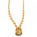 Gold Plated Floral Stone Beaded Pendant Long Chain