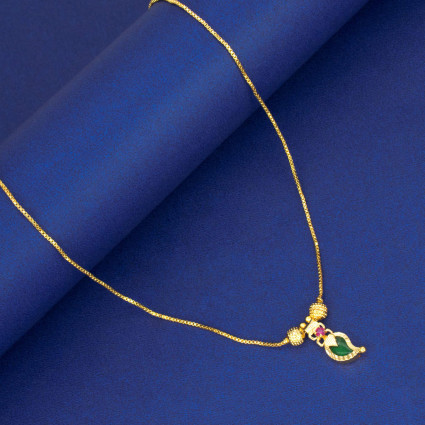 Small Gold Plated Green Mango Pendant Chain