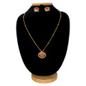 Elegant Matte Gold-Plated Lotus Pendant Necklace Set