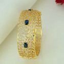 Stunning Gold Plated Paisley CZ Stone Broad Screw Bangle