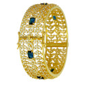 Stunning Gold Plated Paisley CZ Stone Broad Screw Bangle
