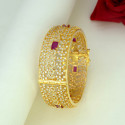 Stunning Gold Plated Paisley CZ Stone Broad Screw Bangle