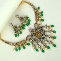 Antique Victorian Style Lakshmi CZ Stone Hasli Necklace Set