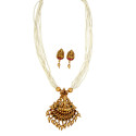 Antique Lakshmi Pendant Multi-Strand Pearl Necklace