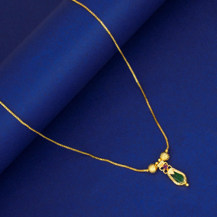 Small Gold Plated Green Nagapadam Pendant Chain