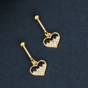 Gold Plated Heart Design Bugadi CZ Earrings