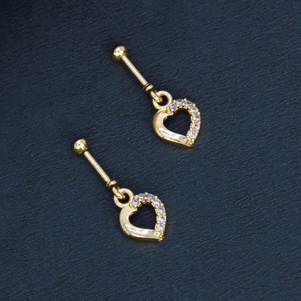 Gold Plated Heart Design Bugadi CZ Earrings