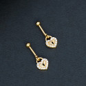Gold Plated Heart Design Bugadi CZ Earrings