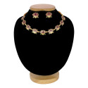 Matte Gold-Plated Lotus Link Design Necklace Set