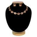 Matte Gold-Plated Lotus Link Design Necklace Set
