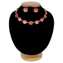 Matte Gold-Plated Lotus Link Design Necklace Set