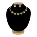 Matte Gold-Plated Lotus Link Design Necklace Set