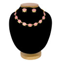 Matte Gold-Plated Lotus Link Design Necklace Set