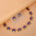 Matte Gold-Plated Lotus Link Design Necklace Set