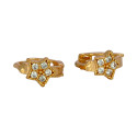 Small Floral CZ Gold Plated Hoop Earrings