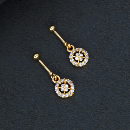 Delicate Floral CZ Gold Plated Bugadi Earrings