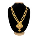 Matte Gold Plated Lakshmi Pendant Necklace
