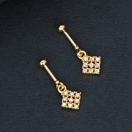 Geometric Square Design CZ Gold Plated Bugadi Earrings