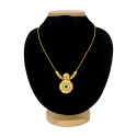 Kerala-Style Gold Plated Ruby Floral Pendant Necklace