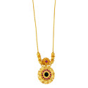 Kerala-Style Gold Plated Ruby Floral Pendant Necklace