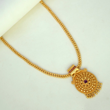 Matte Finish Ball Chain Ruby Pendant Necklace