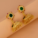 Traditional Gold Plated Ruby Palakka Jhumka