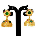 Traditional Gold Plated Ruby Palakka Jhumka