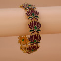 Trendy Matte Gold Plated Stone Studded Lotus Bangle