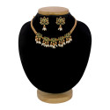 Matte Gold Finish Kemp and Pearls Lotus Necklace Set