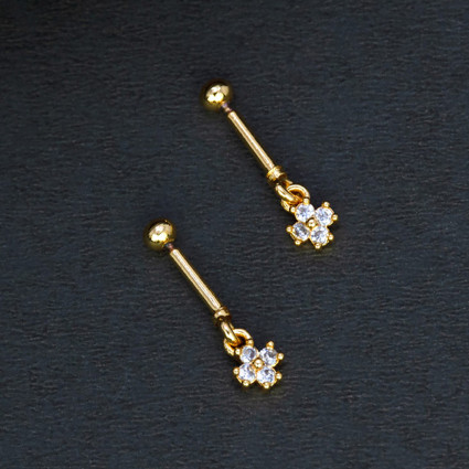 Gold Plated CZ Floral Bugadi Earrings