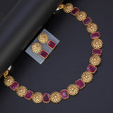 Antique Matte Floral Square Stone Sufi Necklace Set