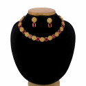 Antique Matte Floral Square Stone Sufi Necklace Set