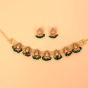 Divine Gold Plated Ruby Lakshmi Crystal Choker Set