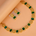 Antique Matte Floral Square Stone Sufi Necklace Set