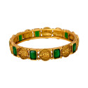 Antique Gold Plated Square Stone Lakshmi Kasu Bangle