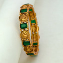 Antique Gold Plated Square Stone Lakshmi Kasu Bangle