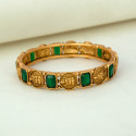 Antique Gold Plated Square Stone Lakshmi Kasu Bangle